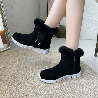 Bottines d'hiver chaudes avec boucle pour femmes