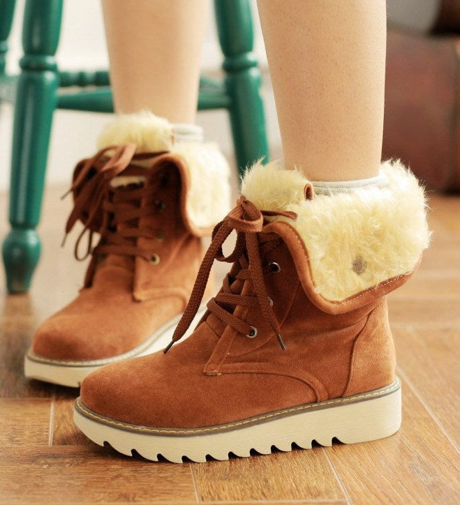 Frosted fur boots snow boots Lace Up Boots