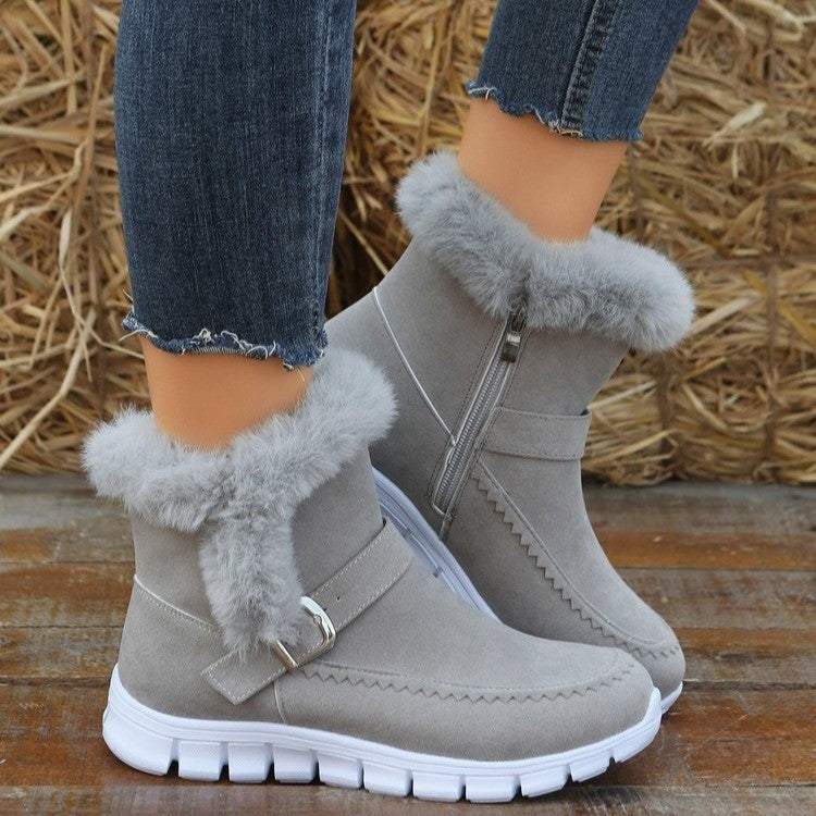 Bottines d'hiver chaudes avec boucle pour femmes